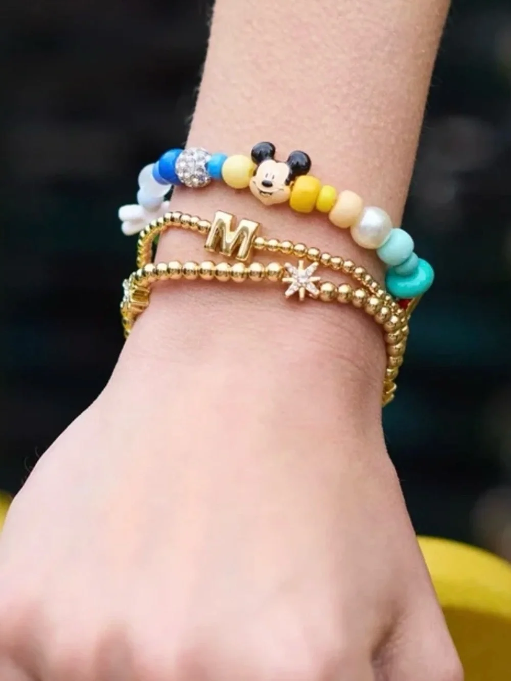 Baublebar NWT Disney Mickey Mouse Beaded Multicolored Charm Bracelet